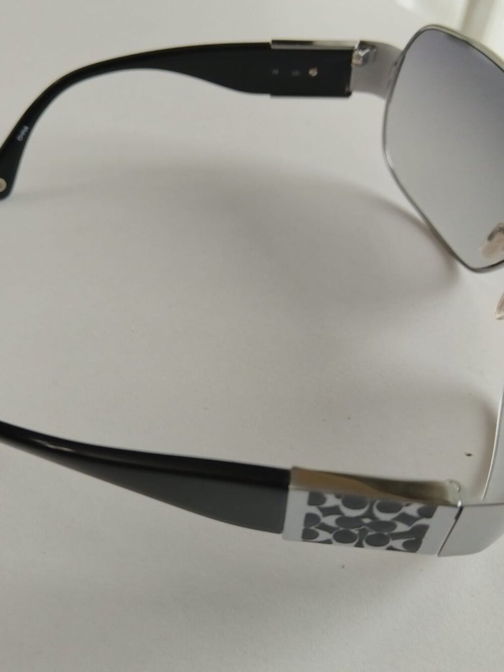 Coach Hazel S563 Black Shield Sunglasses Silver CC Logo Hinge Case Included - Picture 15 of 15